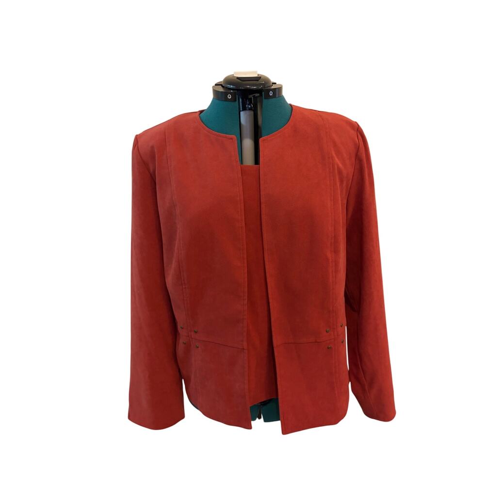 Vintage 80's R&K Originals Open Blazer 2 Piece With Tank Top Burnt Red‎ Size 14